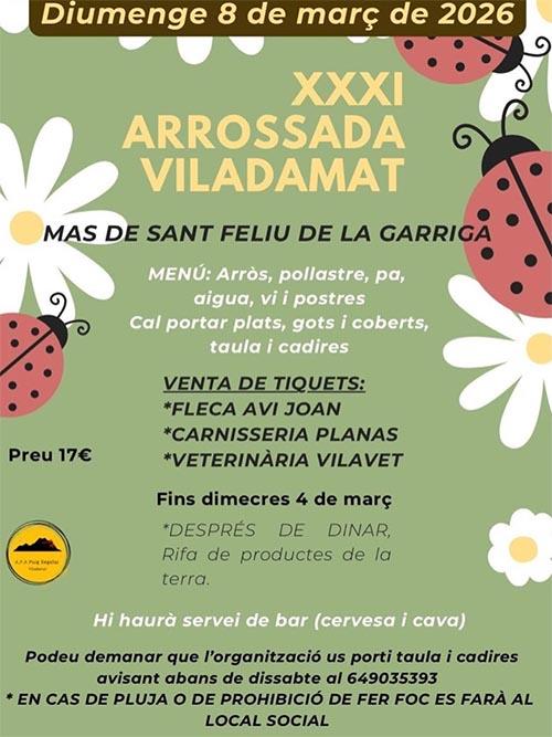 XXI Arrossada Viladamat Diumenge 8 de març Arrossada organitzada per l’AFA
