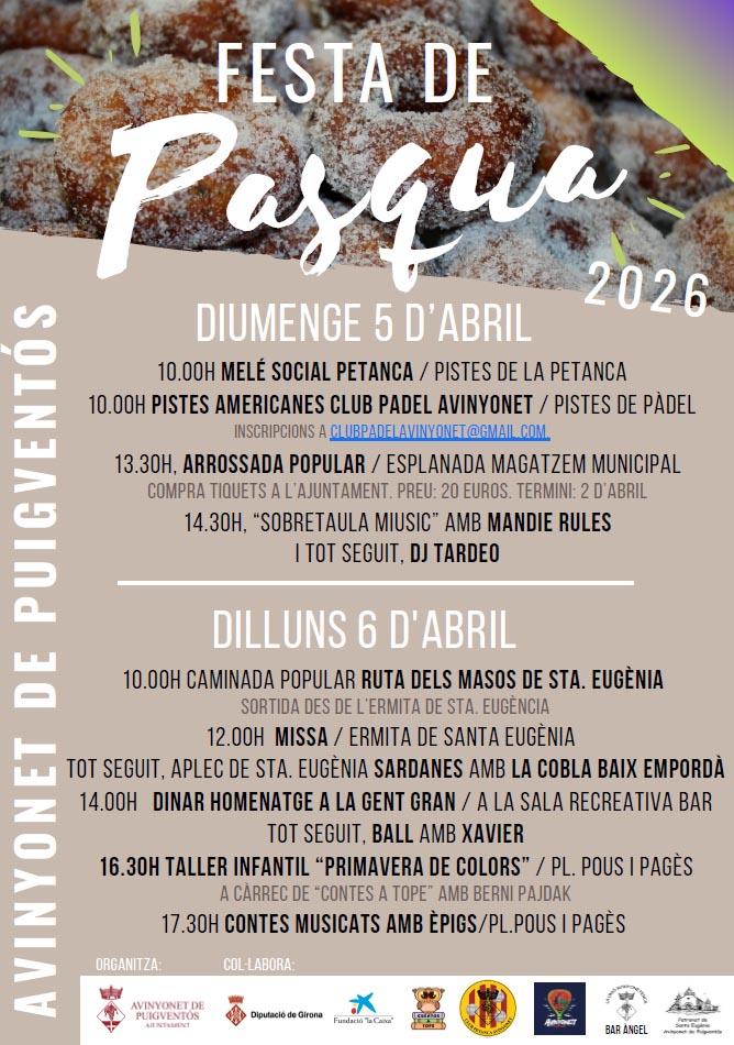 Festa de Pasqua Avinyonet de Puigventós Dies 5 i 6 d'abril 2026