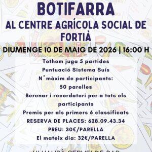2n Campionat de Botifarra Diumenge 26 maig - 16h Centre Agrícola Social de Fortià