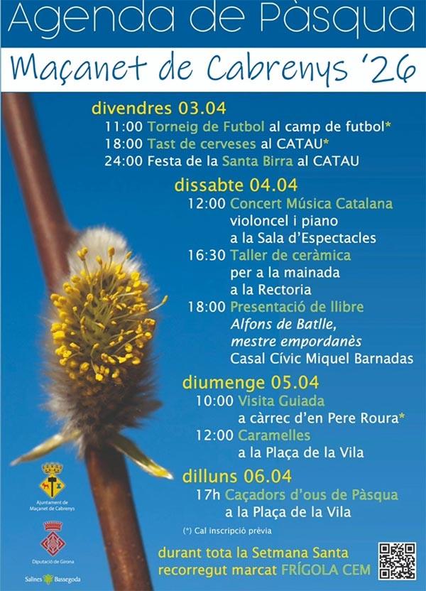Agenda de Pasqua a Maçanet de Cabrenys del 3 al 6 d'abril 2026