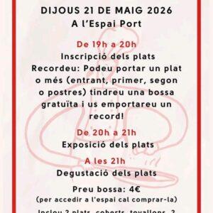XVI Mostra de cuina El Port de la Selva Dijous 21 maig de 19h a 20h