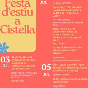 Festa d'estiu a Cistella 3, 4 i 5 de juliol 2026