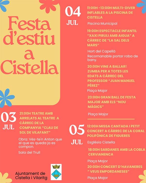 Festa d'estiu a Cistella 3, 4 i 5 de juliol 2026