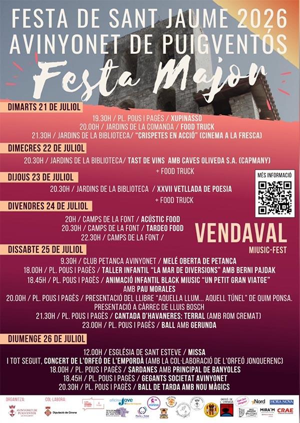 Festa Major Avinyonet de Puigventós Del 21 al 26 de juliol 2026