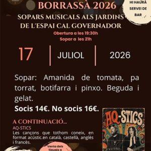 8è Sons de Nit a Borrassà 17 de juliol 2026 Sopar musical als jardins de Cal Governador