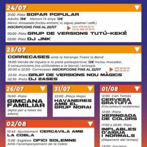 Festa Major Cantallops 24, 25, 26 i 31 de juliol 1 i 2 d'agost
