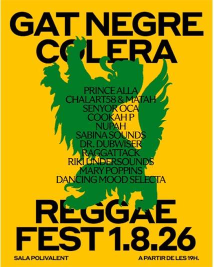 Gat Negre Colera Reggae Fest 1/08/2026 A partir de les 19h Sala Polivalent