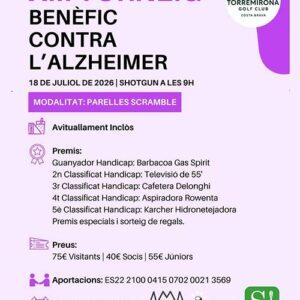 XII Torneig benèfic contra l'Alzheimer 18 de juliol 2026 | A les 9h Torremirona Golf Club