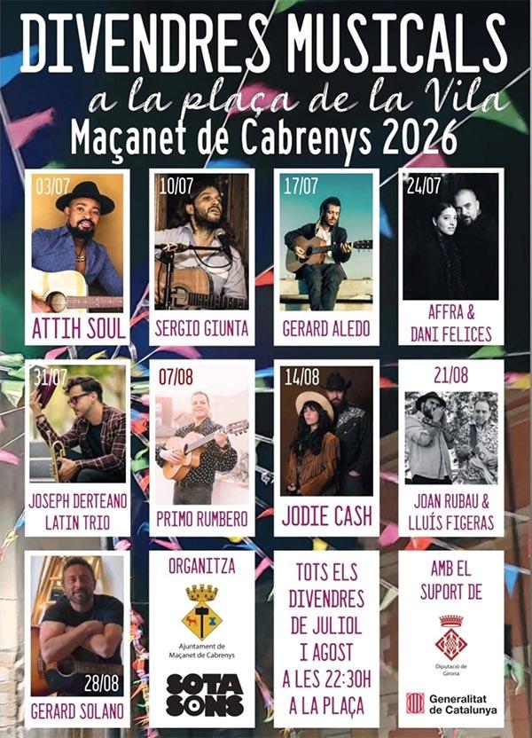Divendres Musicals a Maçanet de Cabrenys A la Plaça de la Vila.