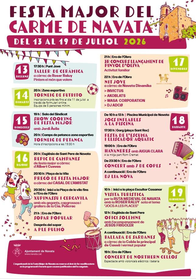 Festa Major del Carme de Navata del 13 al 19 de juliol 2026