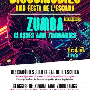 Discomòbil i Festa de l'escuma Tots els dijous de 20h a 00h del 2 de juliol al 20 d'agost Passeig Marítim de Santa Margarita