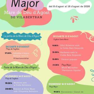 Festa Major Mare de Déu d'Agost Vilabertran 2026 del 8 al 16 d'agost