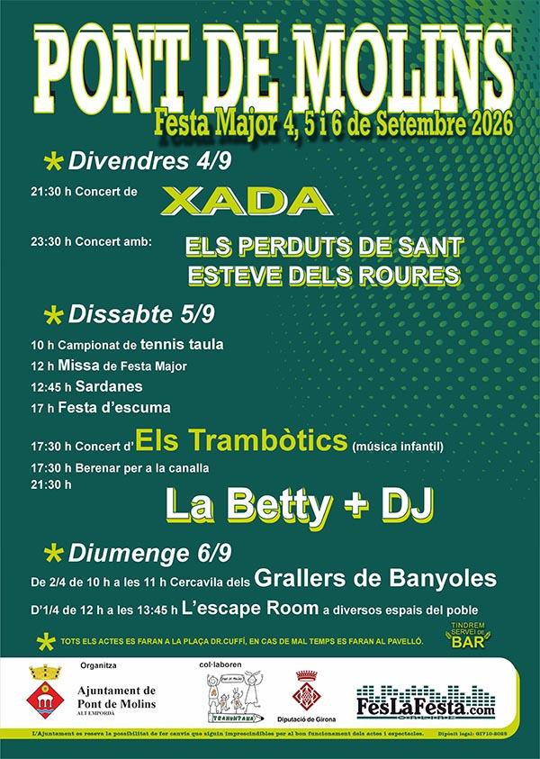 Festa Major Pont de Molins 4, 5 i 6 de Setembre 2026