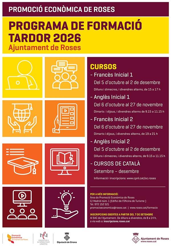 Roses ofereix nous cursos de formació en idiomes i català aquesta tardor Roses ofereix nous cursos de formació en idiomes i català aquesta tardor