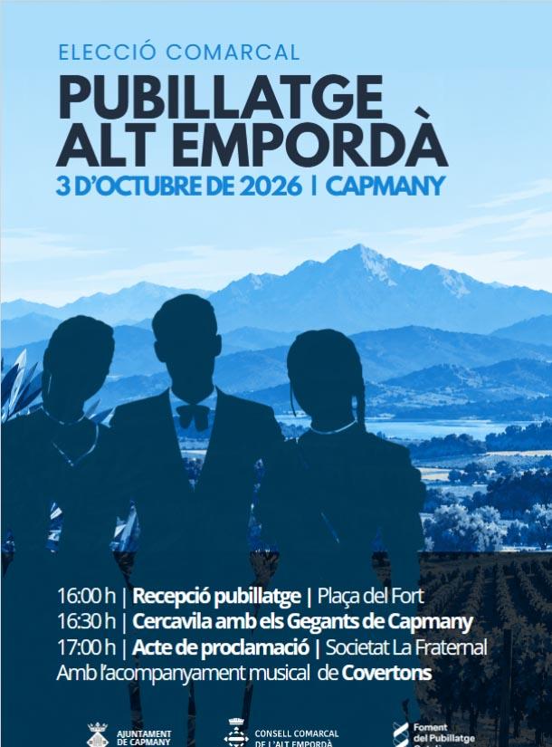 Capmany acollirà aquest dissabte l’elecció del Pubillatge Comarcal de l’Alt Empordà Capmany acollirà aquest dissabte l'elecció del Pubillatge Comarcal de l'Alt Empordà