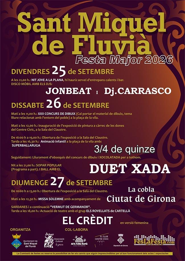 Festa Major Sant Miquel de Fluvià del 25 al 27 de setembre 2026